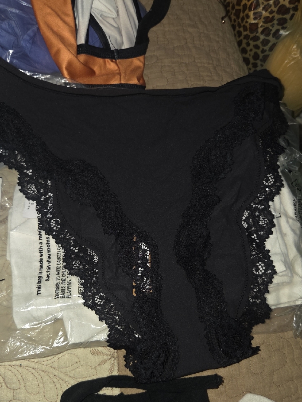SKIMS Black Lace-Trim Bikini Panty